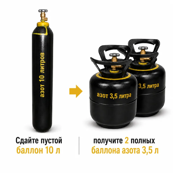 Обмен пустого баллона азота 10 литров
